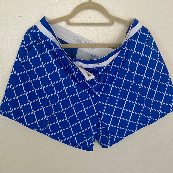 Slazenger GOLF Shorts Women's Size 8 Blue Geometric Lattice Tennis Sports Active - Picture 2 of 4